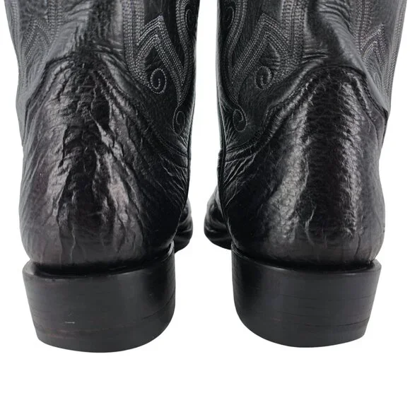 Luskey's Ryon's Mens size 9.5D Black Ostrich Exotic Leather Cowboy Western Boots - Picture 8 of 16
